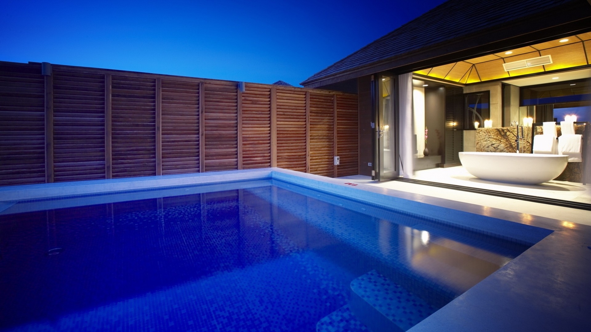 nuit chambre maison eau piscine salon baignoire lumière