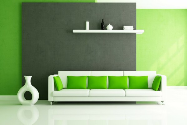 Vert, blanc, gris style