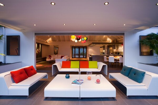 Bright living room with bright accents