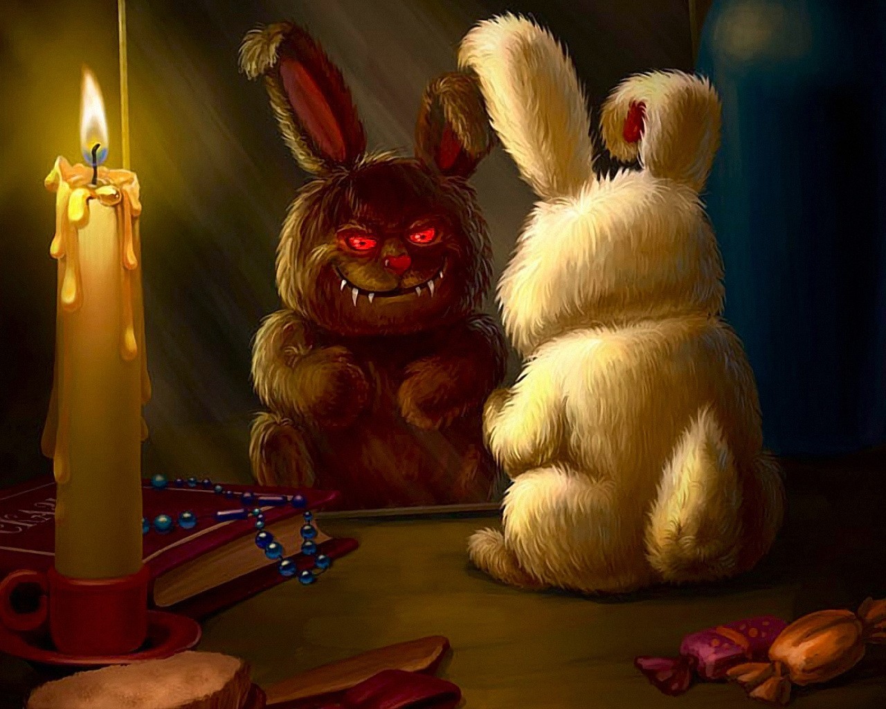 candle rabbit picture evil