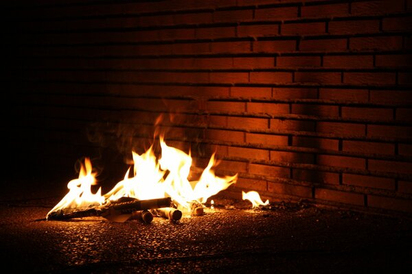 Feu de joie jette de beaux reflets sur le mur