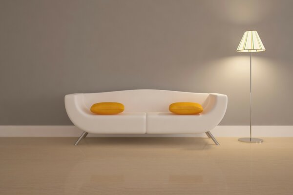 Minimalisme à l intérieur du canapé blanc