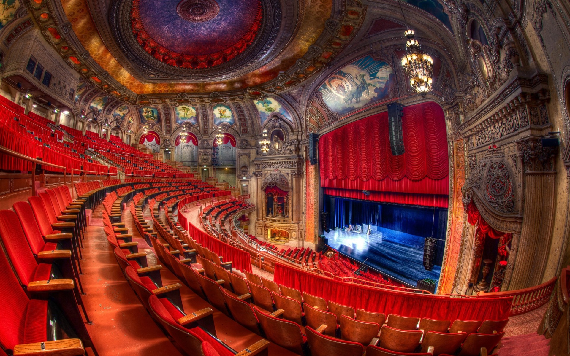 theater chicago licht stühle bühne rot schönheit