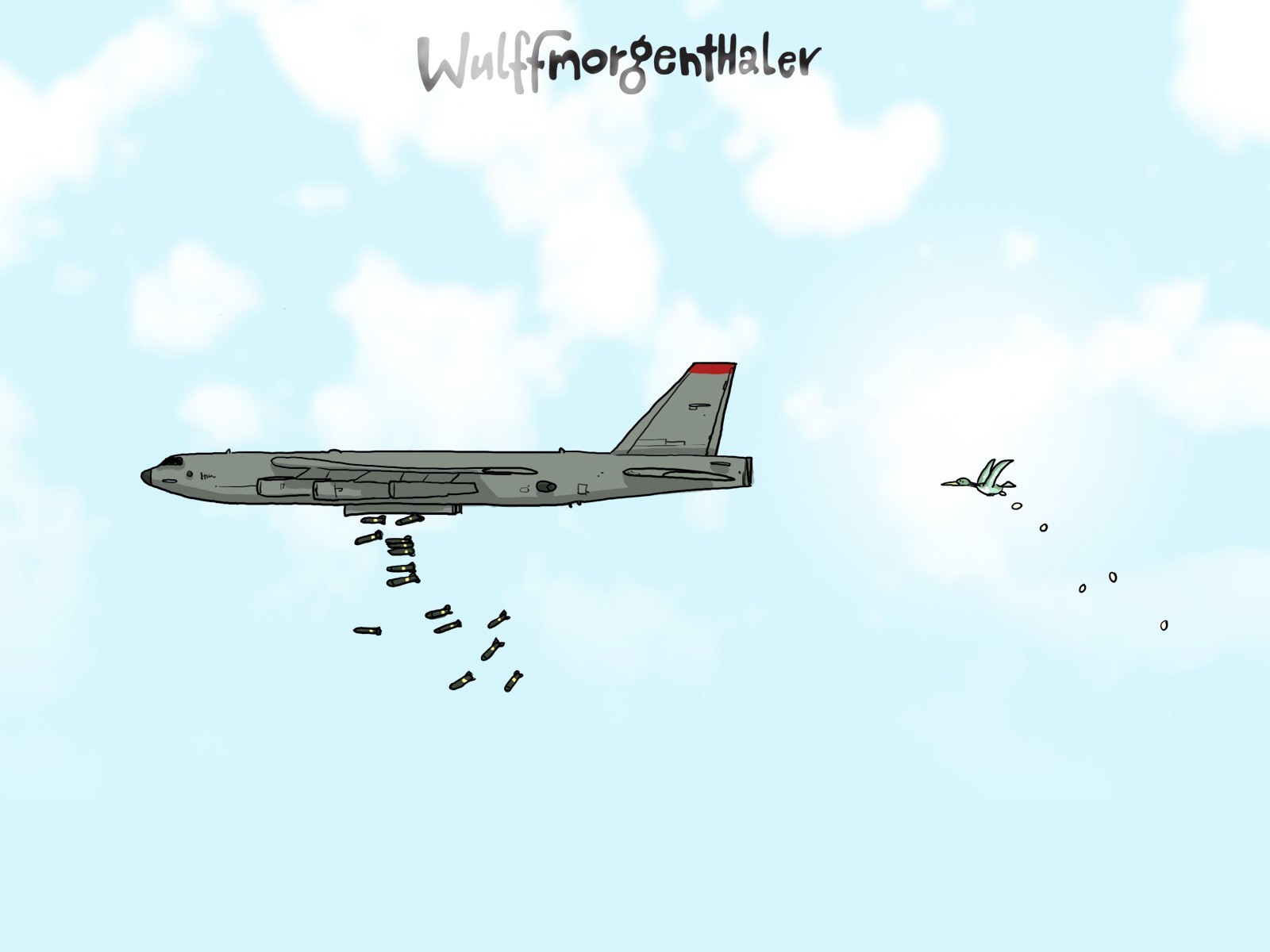 bombardiere aereo caricatura umorismo wulffmorgenthaler