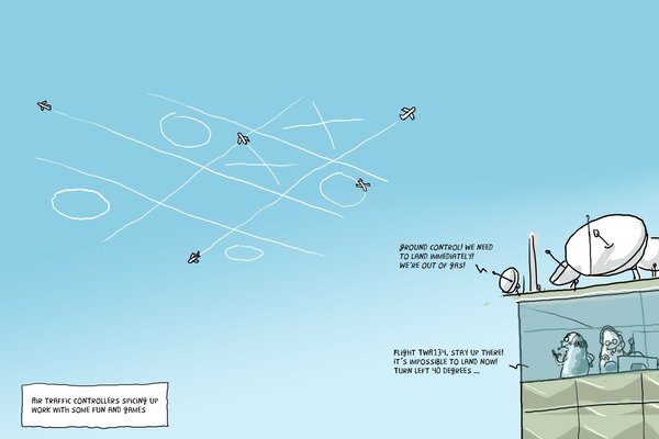 Controladores de aviones juegan TIC TAC Toe