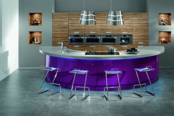 Kitchen design with bar stools