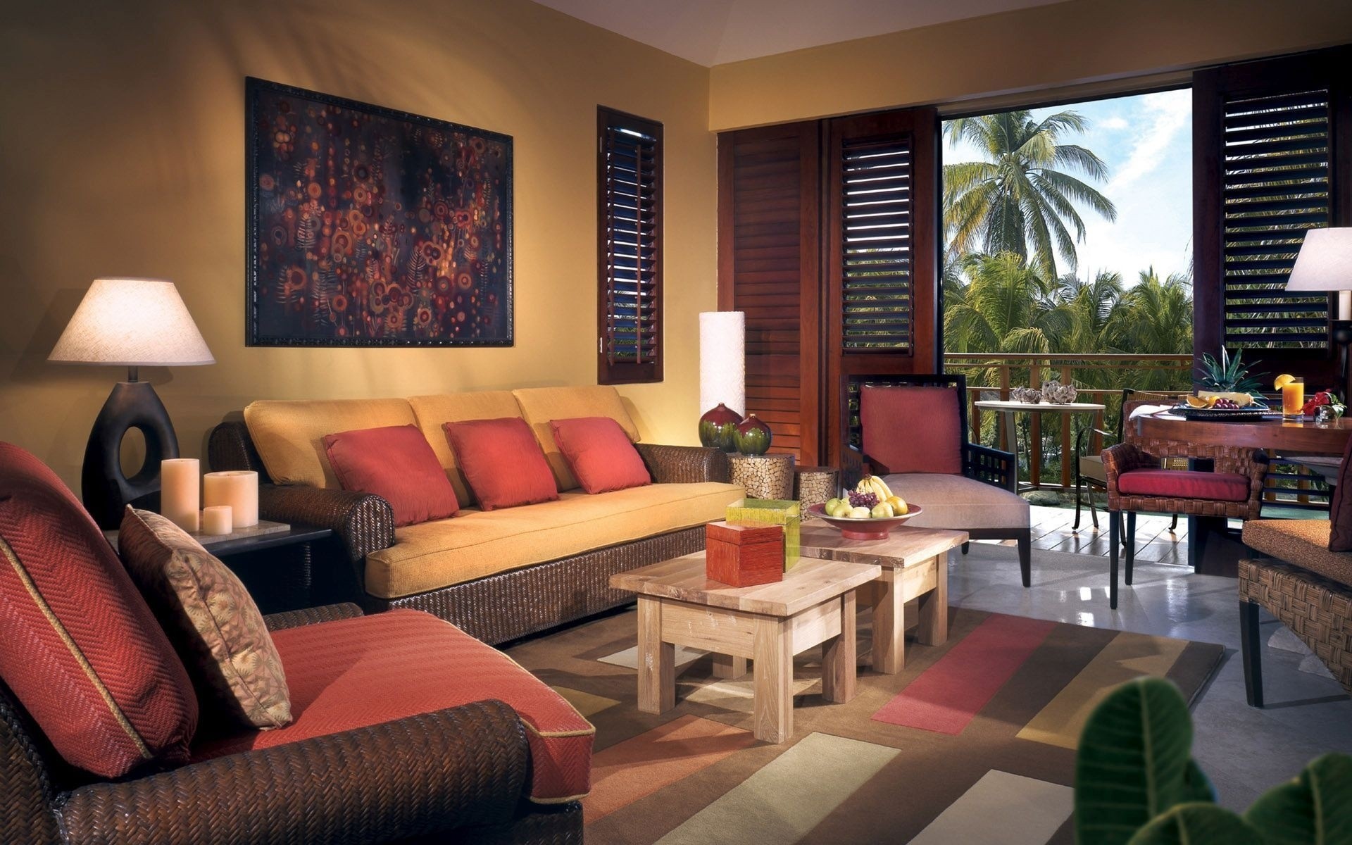 alon palm balcony room sofa