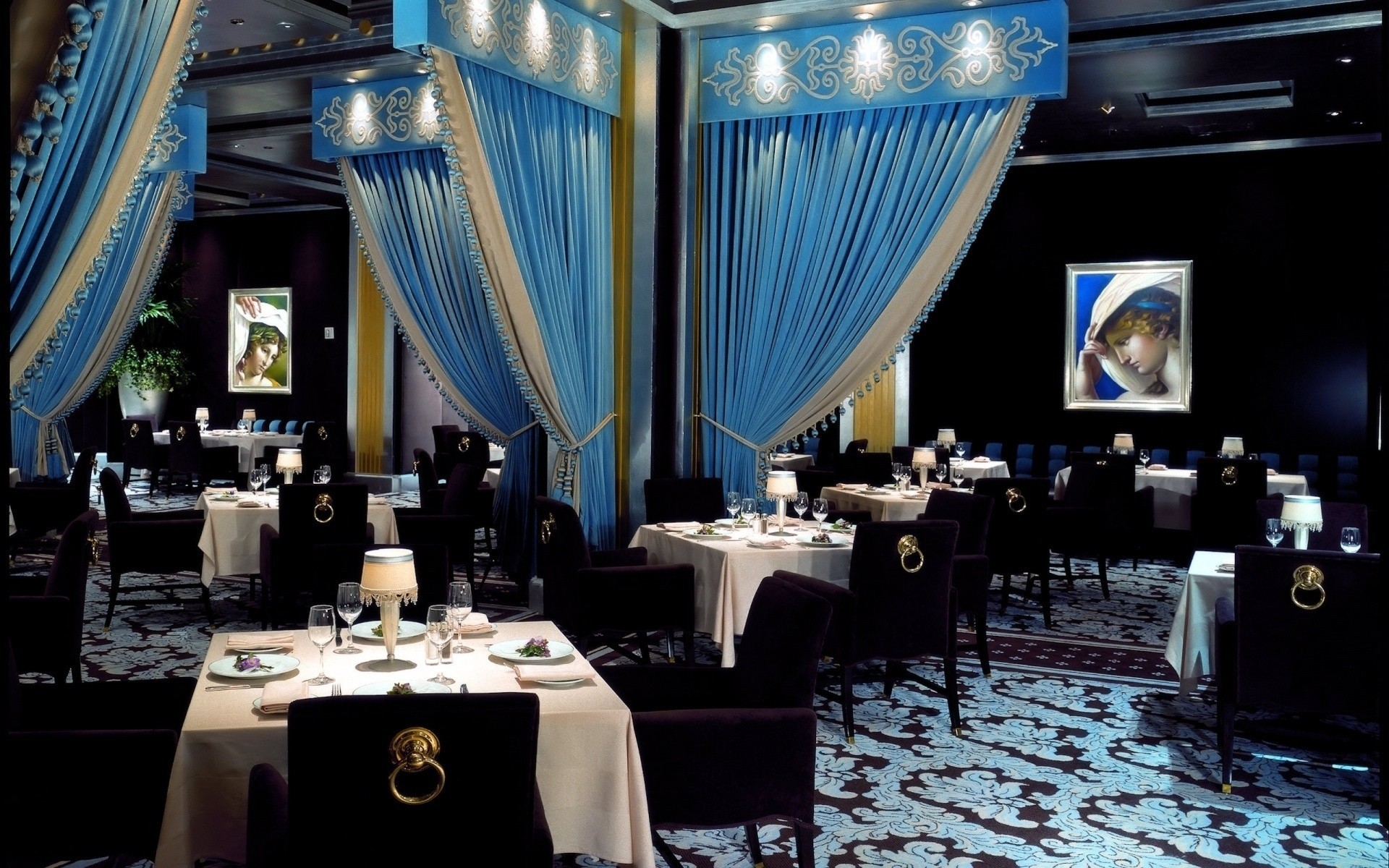 diseño azul estilo restaurante salón colores