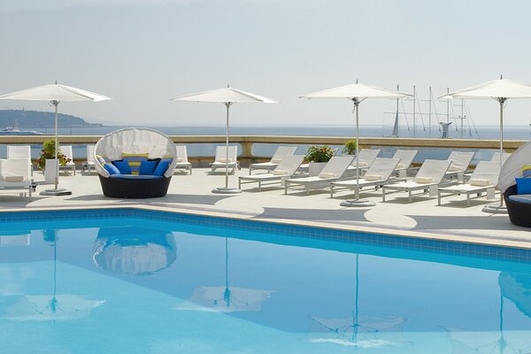 Swimming pool next to the open sea