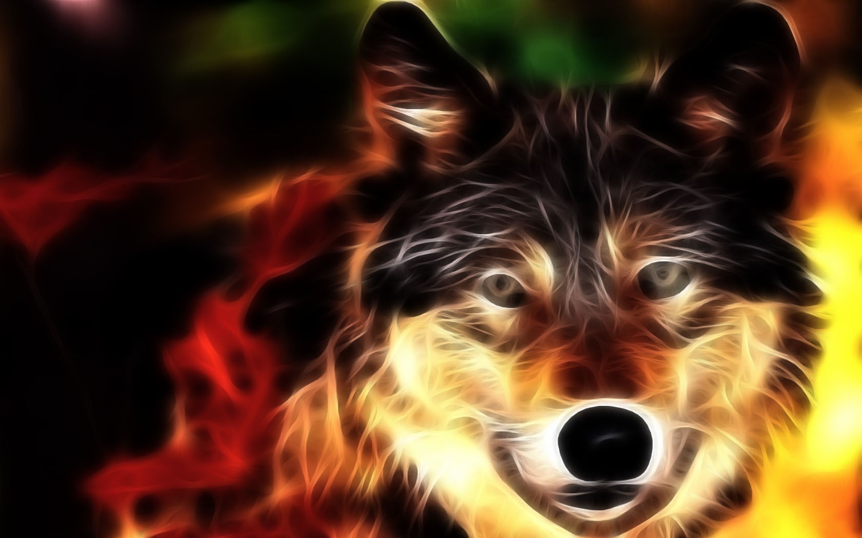 wolf feuer tiere