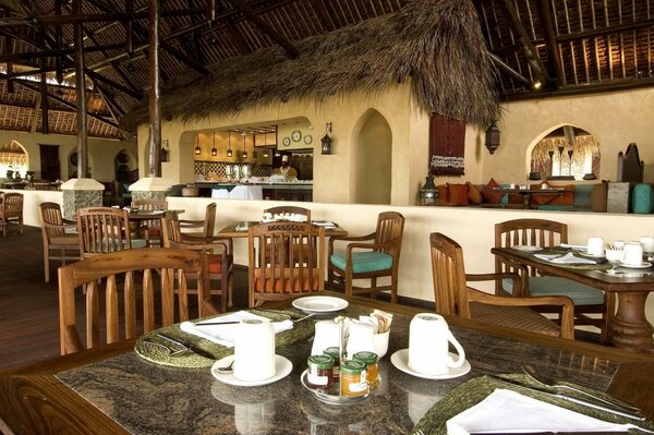 Tables in a nice and cozy cafe