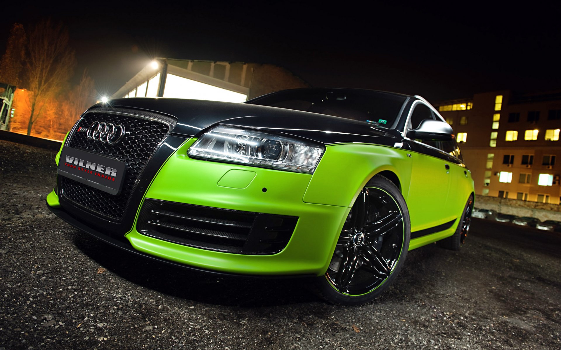 audi rs6 tuning vilner green black night lights glow rim