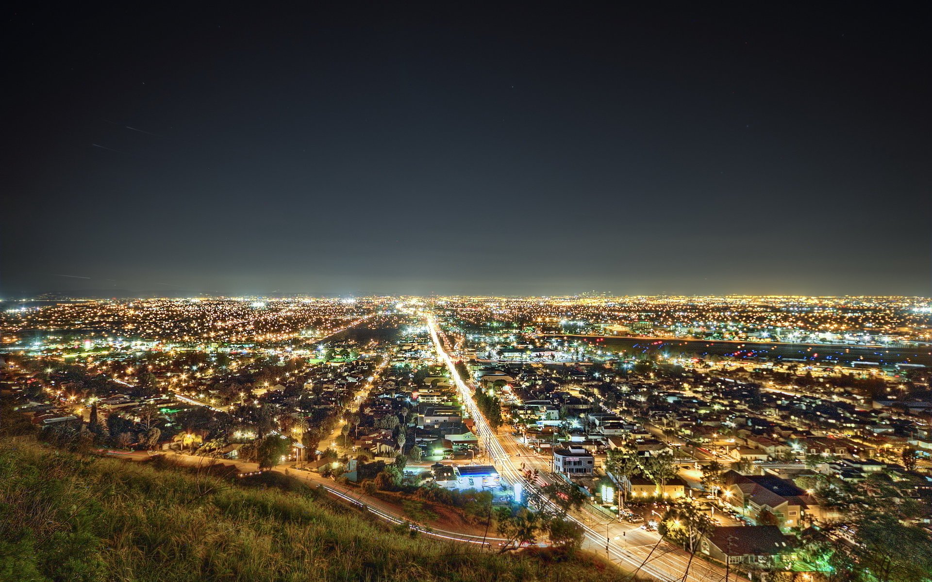 panorama ciudad noche luces california cielo noche luces usa california los ángeles la