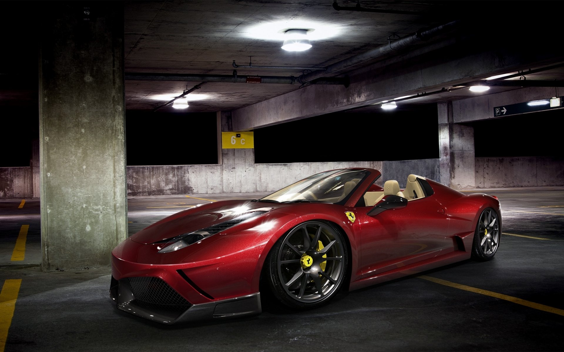 ferrari spider red car supercar auto parking night ferrari spider car red parking