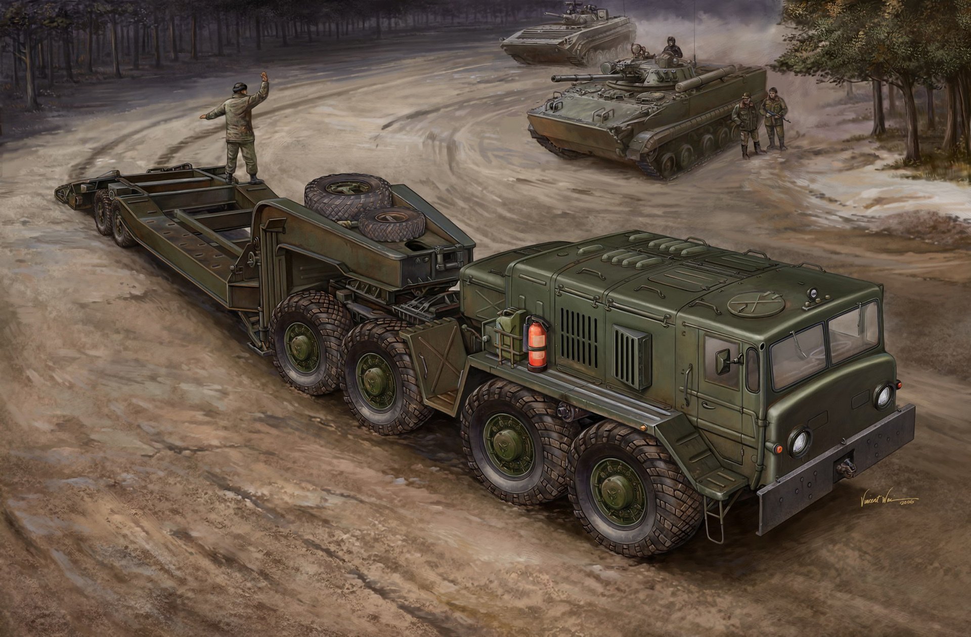 art transporter trattore maz-537 militare a quattro assi sedile montato su auto cilindro motore diesel d-12a-525a progettato per il trasporto di merci fino a 50t carico bmp-3 russia artista vincent vai