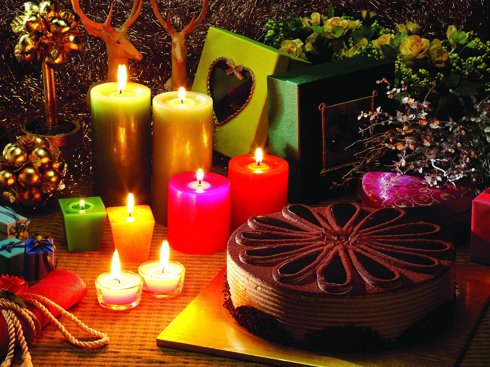 cake composition candles new year