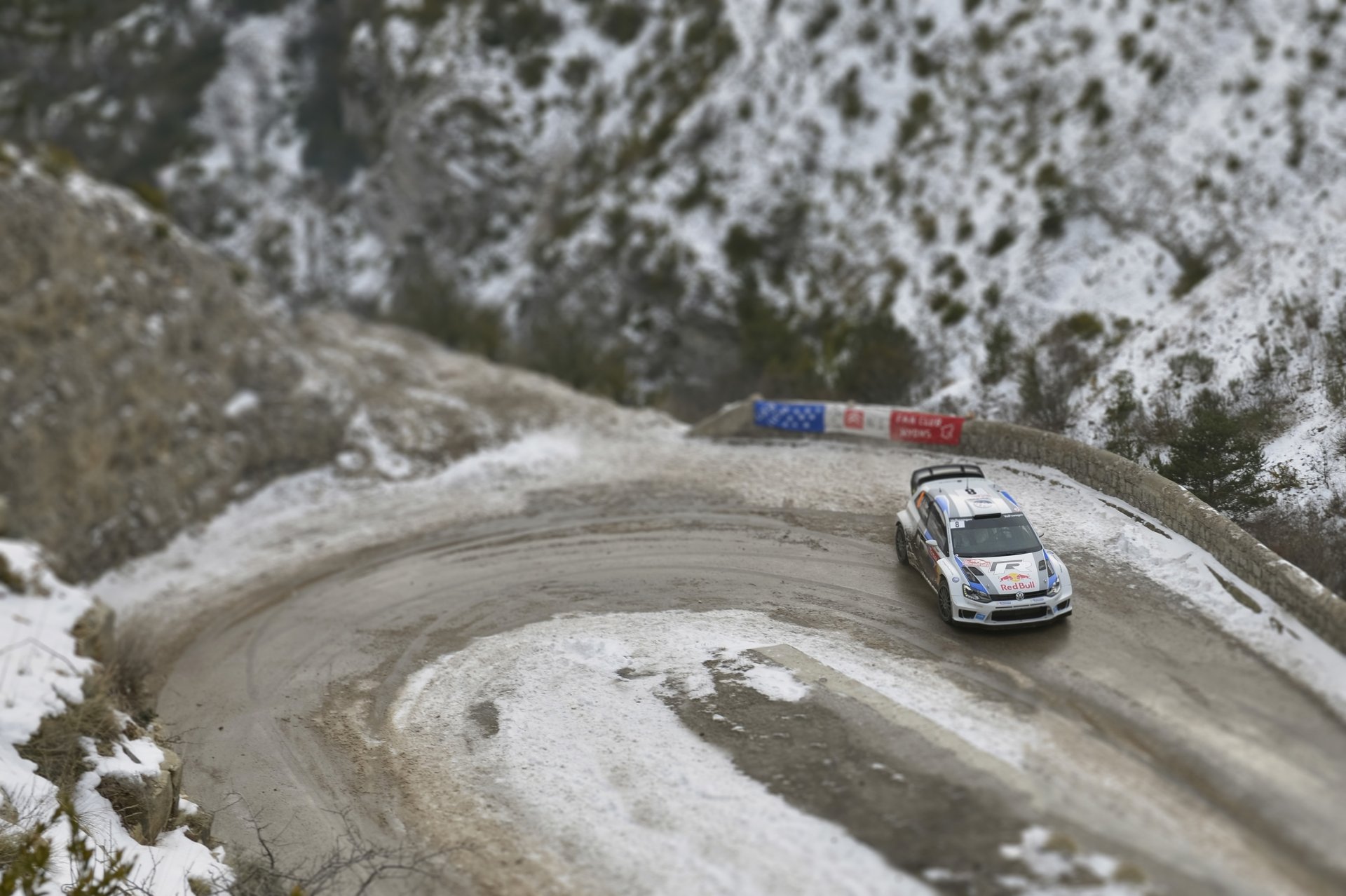 volkswagen polo wrc tilt-shift rally sebastian ogier julien ingrassia winter turn rally