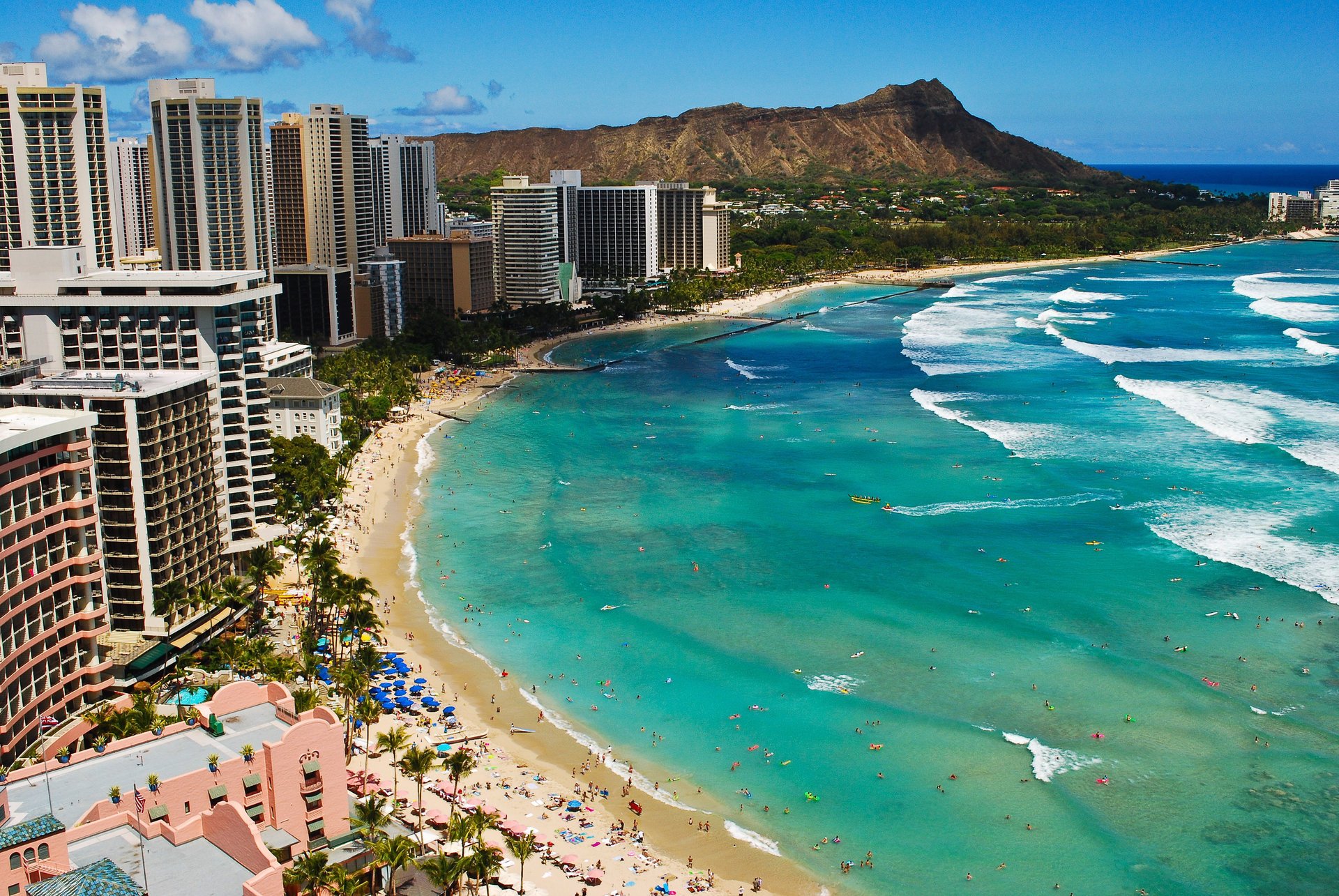 waikiki océan vagues hawaii plage plage