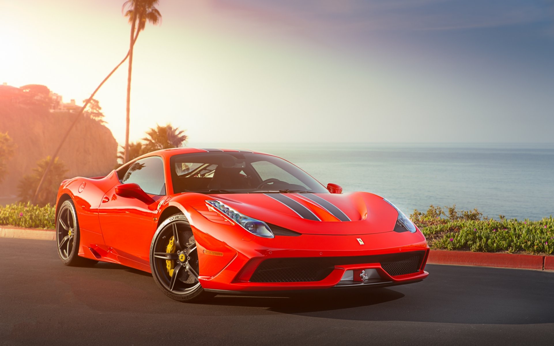 ferrari 458 speciale red ferrari red sky reflection