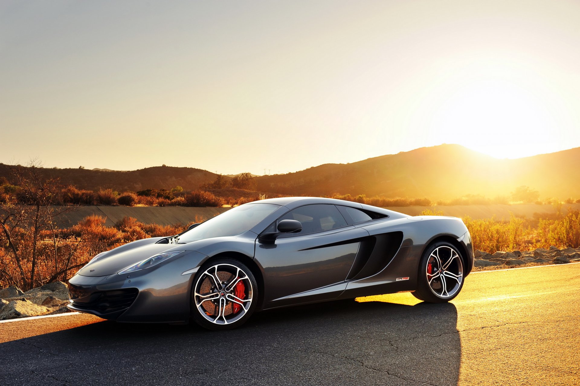 mclaren mp4-12c sport auto autos supersportwagen auto mclaren grau sonnenuntergang