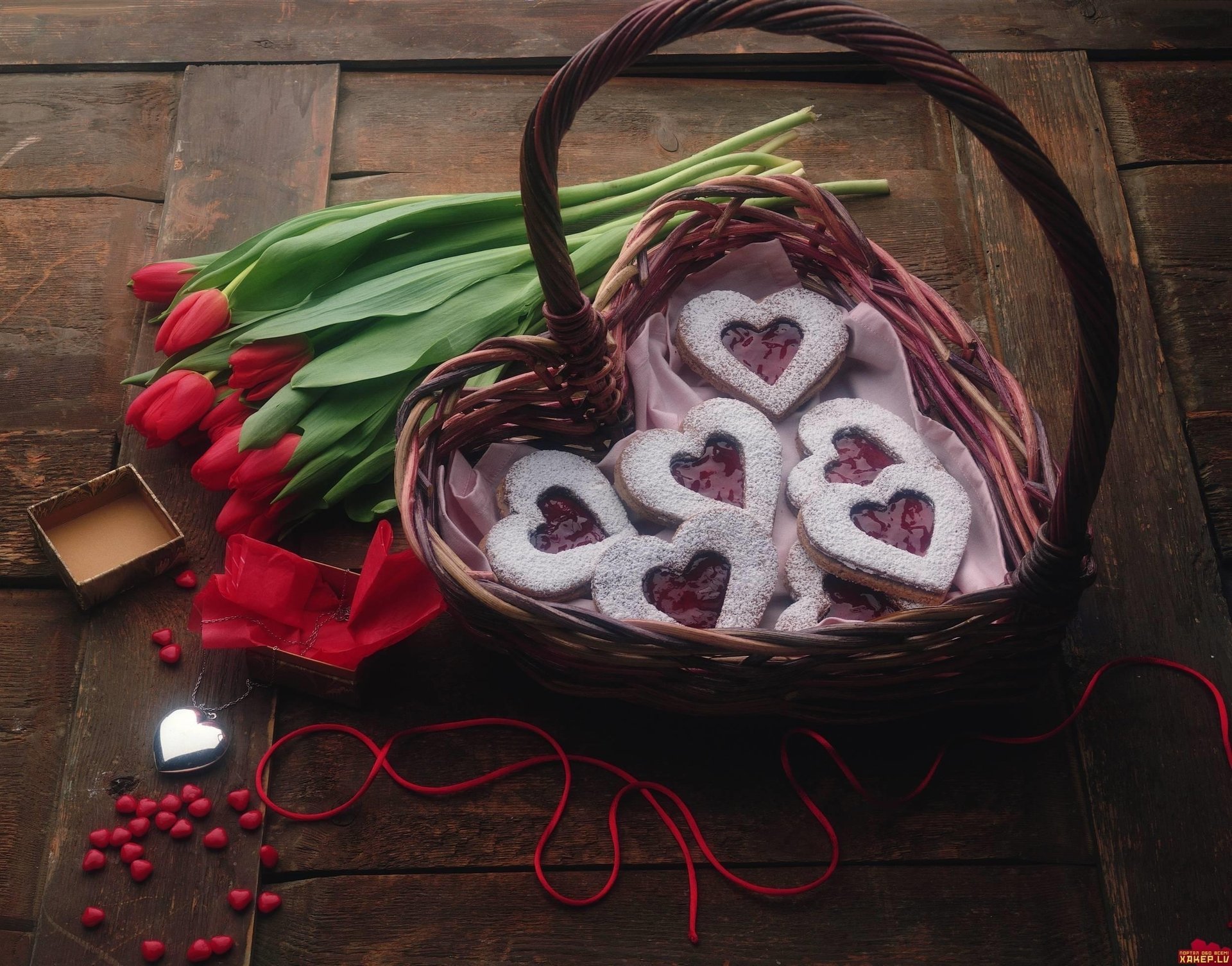 liver love hearts love basket