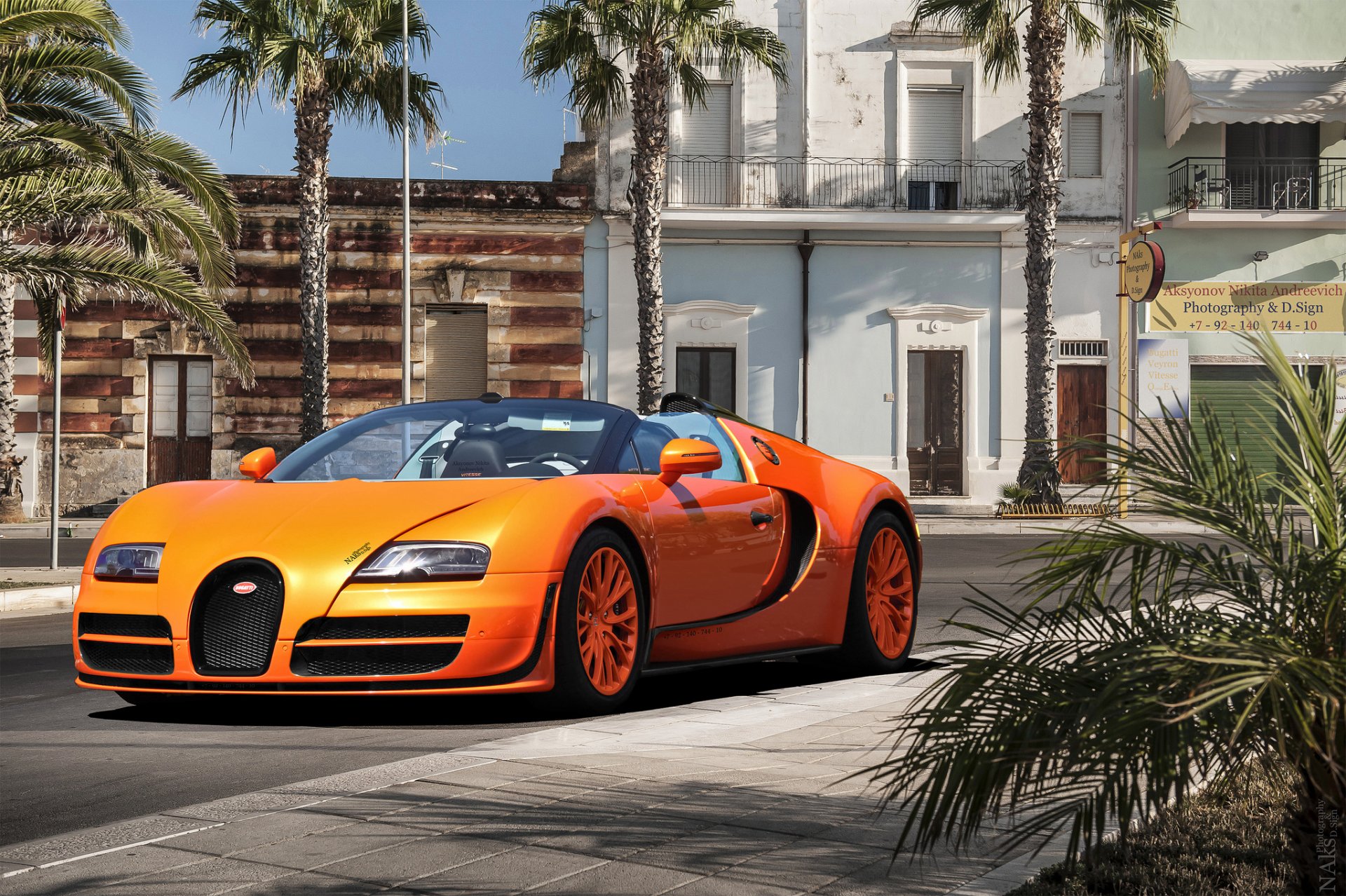 bugatti veyron vitesse hyerkar bugatti veyron front orange palmen