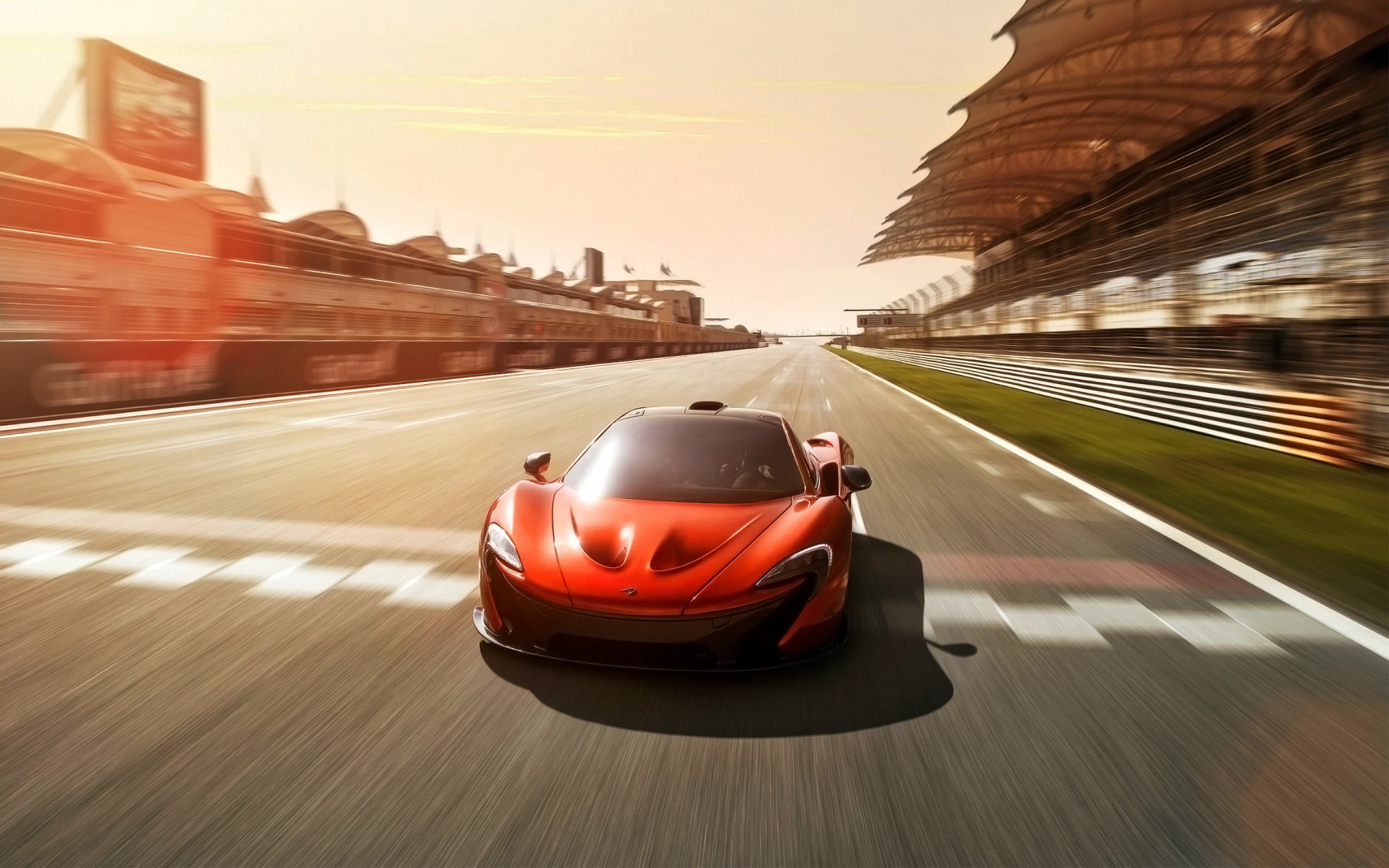 mclaren p1 auto auto orange sportwagen straße track tribüne