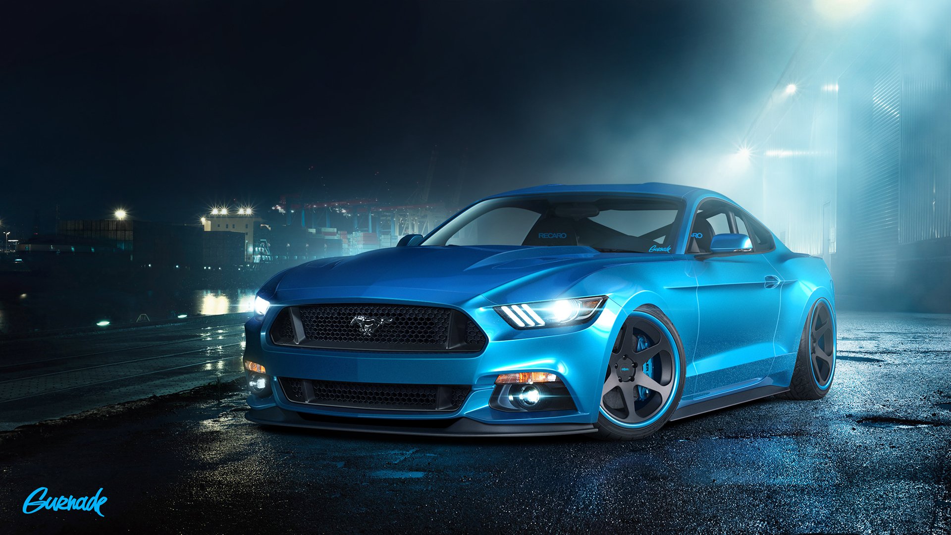 ford mustang gt przez gurnade niebieski przednie mięśnie samochód przed muscle car