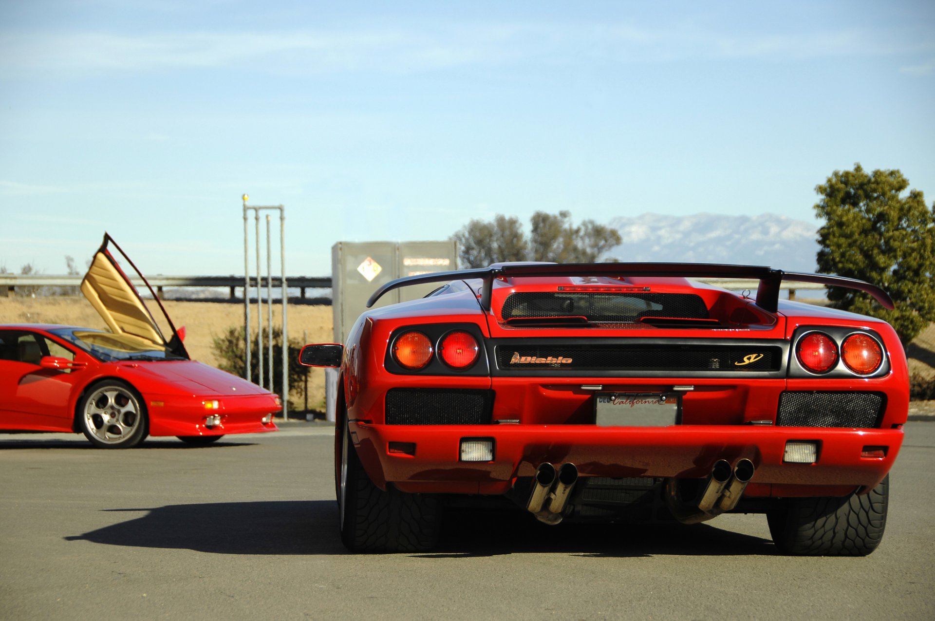 lamborghini diablo sv red supercar sky mountains lamborghini diablo red