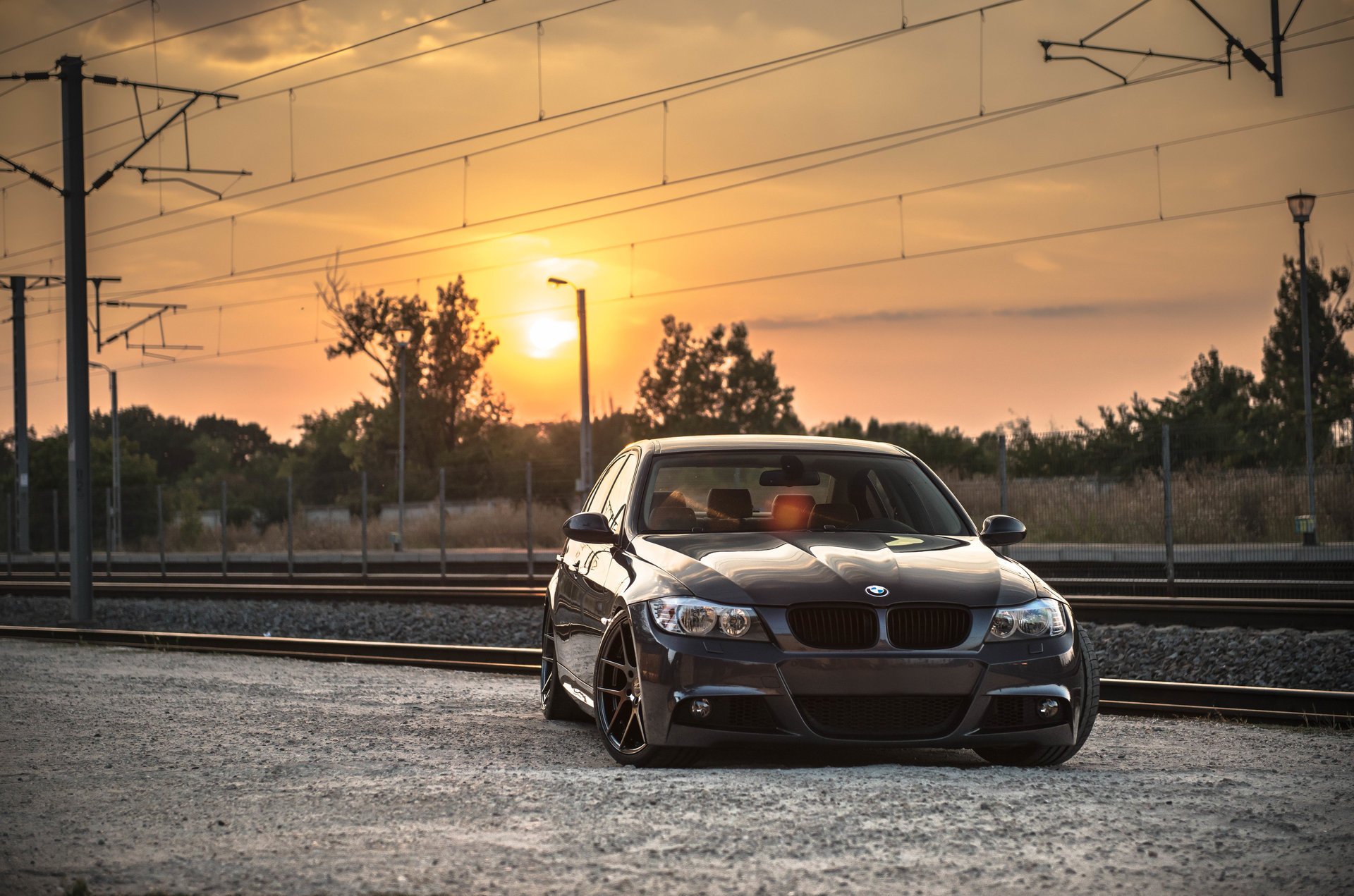 bmw e90 profonde concave bmw tuning jantes coucher de soleil chemin de fer