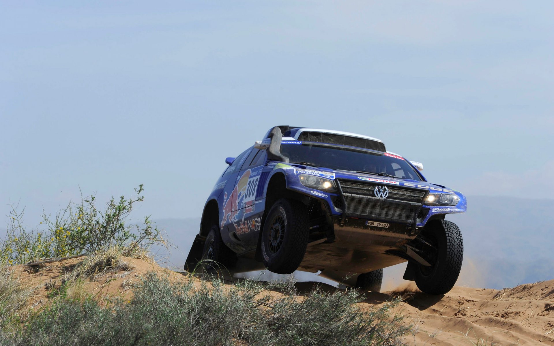 volkswagen tuareg blu dakar rally rally anteriore suv ruote giorno