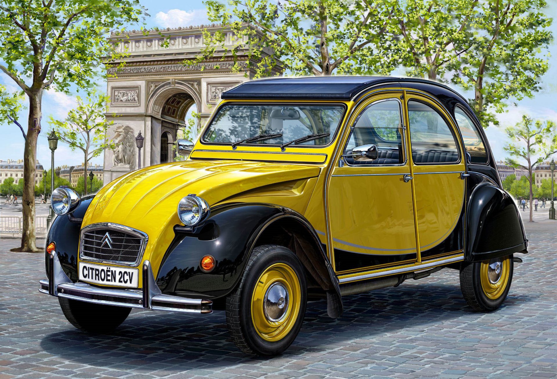 arte citroen citroen 2cv microliteratura coche de vapeurs de francés significa dos caballos max velocidad 60 km / h. actualizado 105 km / h. caja de cambios manual 4 velocidades sincronizado uno de los coches más famosos