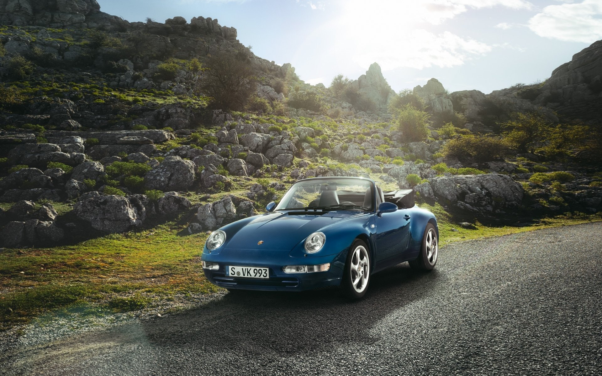 porsche 911 carrera 3.6 cabrio 1994 porsche carerra straße steine himmel