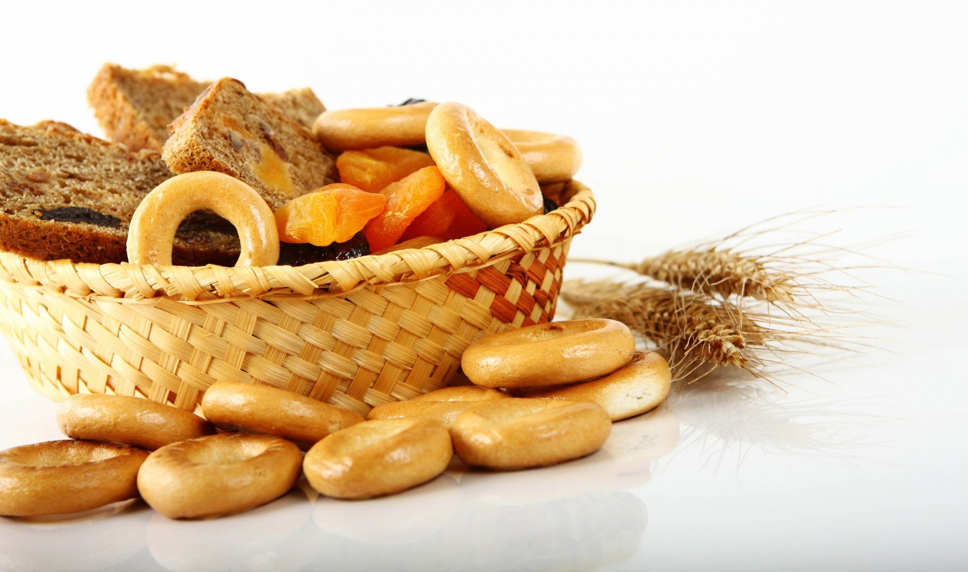 bread donut white background shopping ears dried fruit