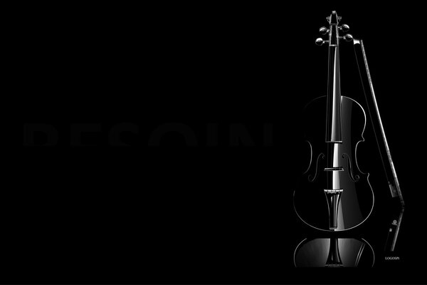 A black violin in a dark room