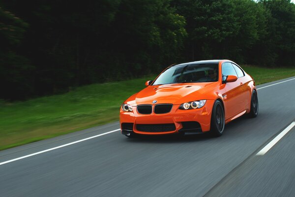 Orange stylish bmw m3 car