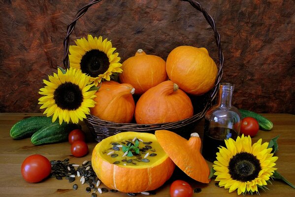 Pumpkin puree soup is an autumn treat