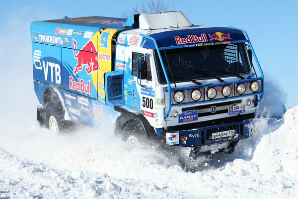 KamAZ from the Dakar race in the snow