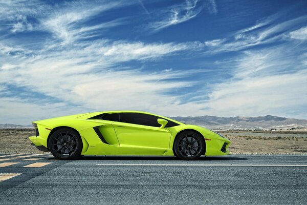 Light Yellow lamborghini Aventador sports car