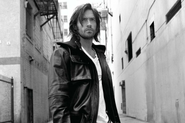 Hugh Jackman with long hair