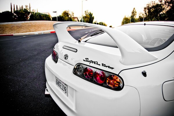 Turbo supra white on the road