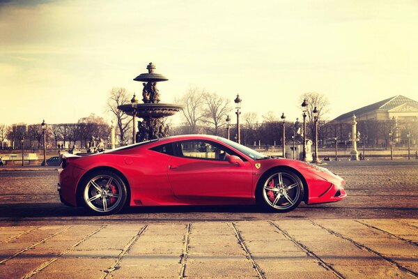 Fond d écran rouge ferrari dans les rues italiennes