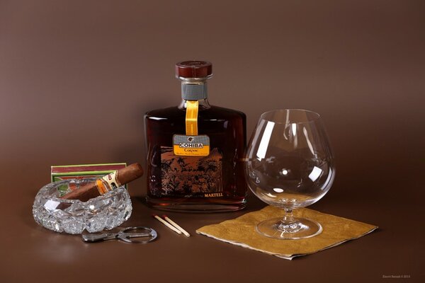 Foto Cognac Glas Zigarre