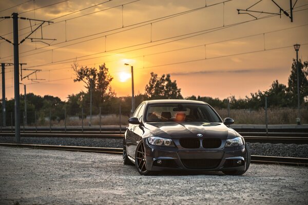 BMw E90 by the railway