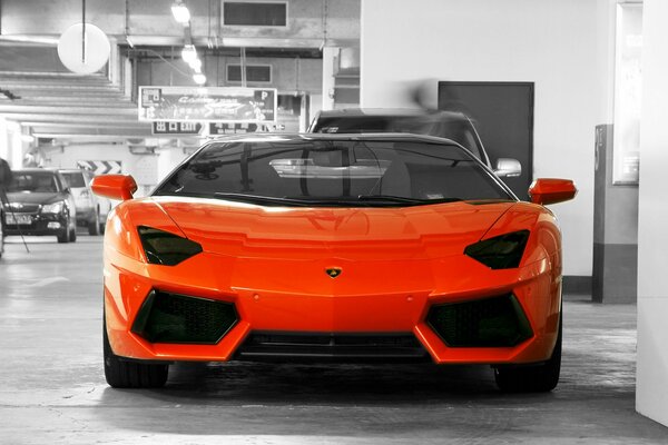 Devilishly beautiful orange Lamborghini aventador