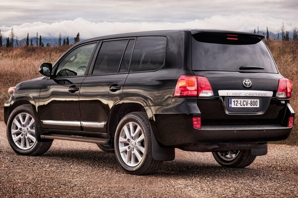 Rear view of Toyota Land Cruiser black