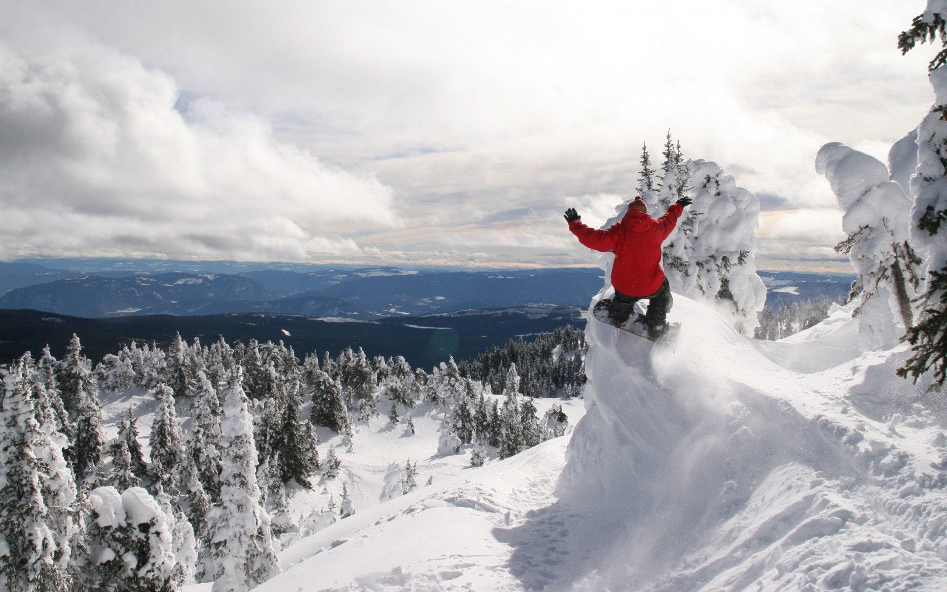 invierno bosque snowboard montañas