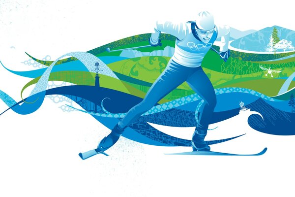 Skieur sur la piste. Jeux olympiques de Vancouver. Figure