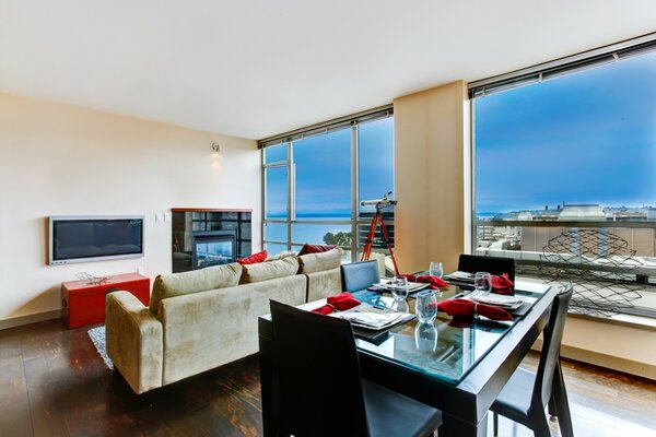 Diseño de habitación con vista desde la ventana