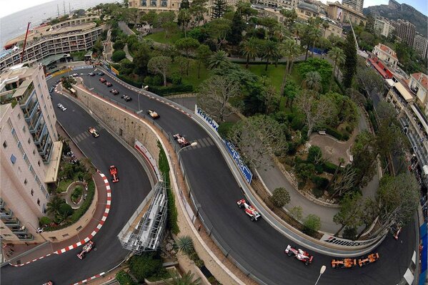 Formel 1 in Monaco. Foto vom Quadrocopter. Draufsicht